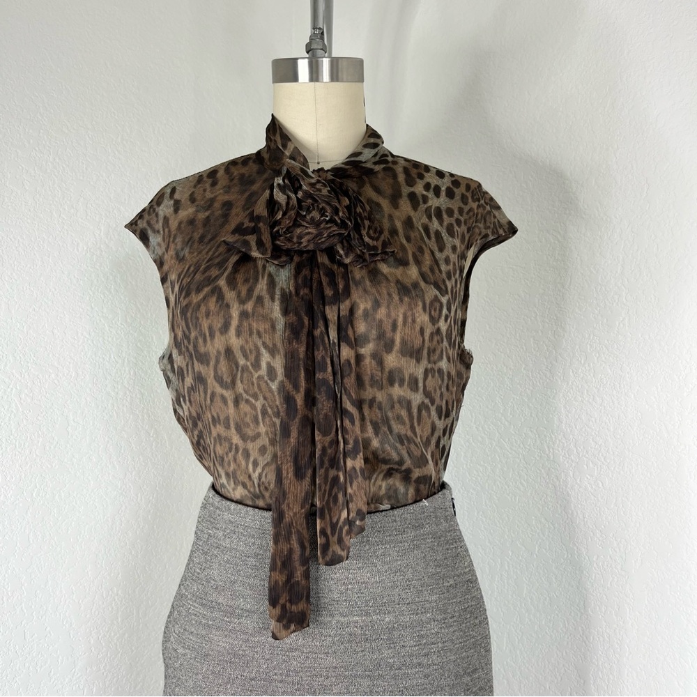 Tuleh Leopard Sheer Tie Blouse Sample SS 15